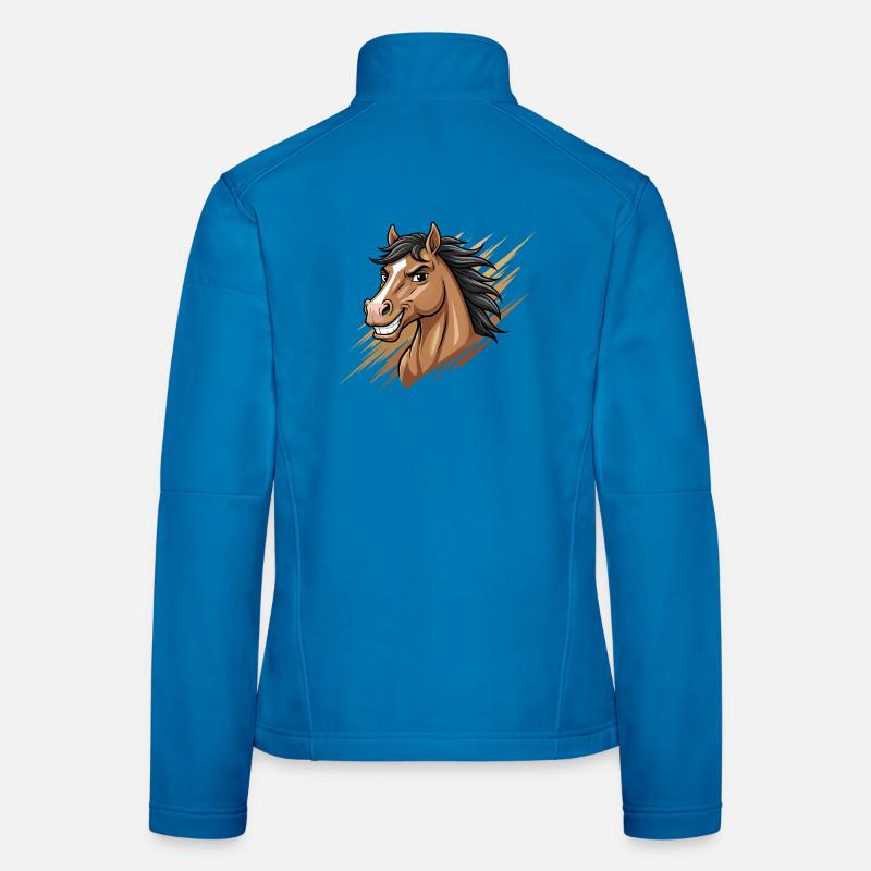 Tête de cheval de dessin animé dynamique Veste en tissu softshell Femme