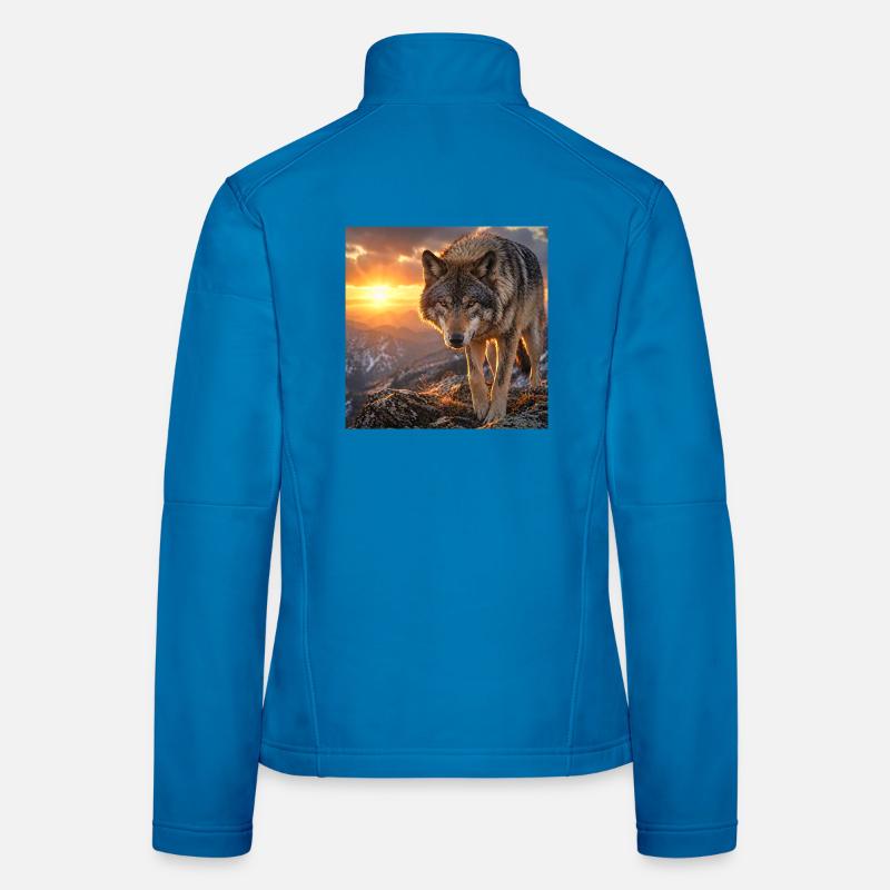 Wolf in sunset mountain - Women's Softshell Jacket - light blue
