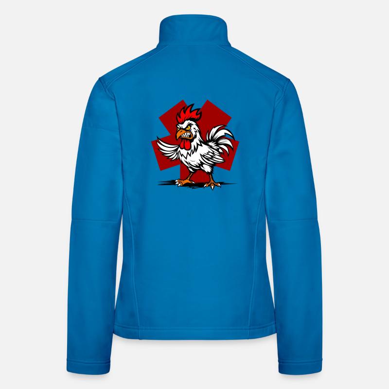 Combative rooster with yellow eyes Women's Softshell Jacket