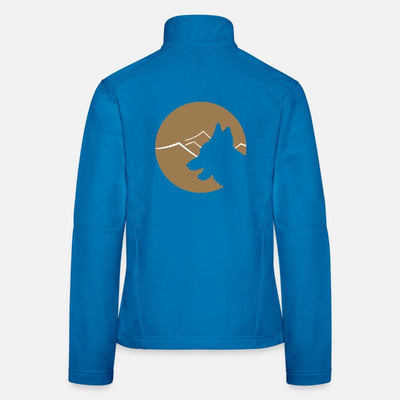 German Shepherd silhouette in circle Women's Softshell Jacket