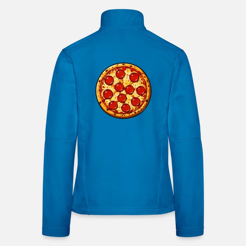 Pepperoni Pizza Illustration Comicstil Frauen Softshelljacke