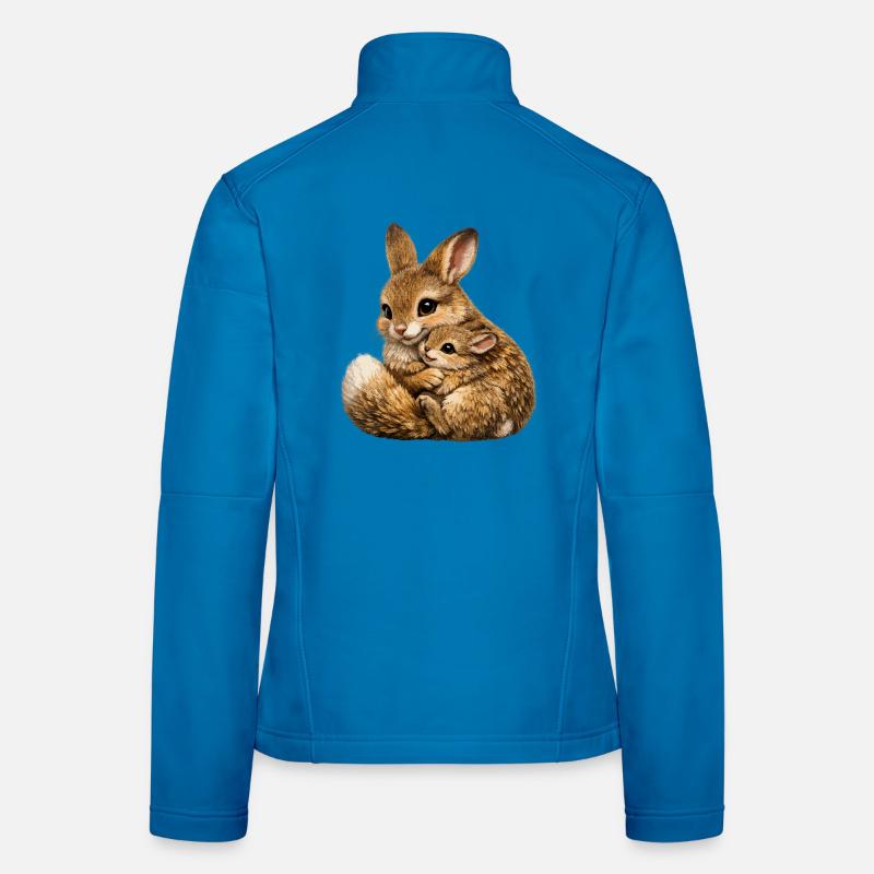 Hase umarmt Mutter und Junges Frauen Softshelljacke