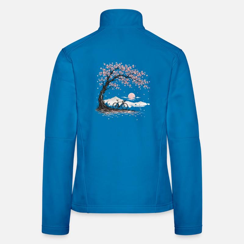 Vélo cerisier fleur de cerisier Veste en tissu softshell Femme