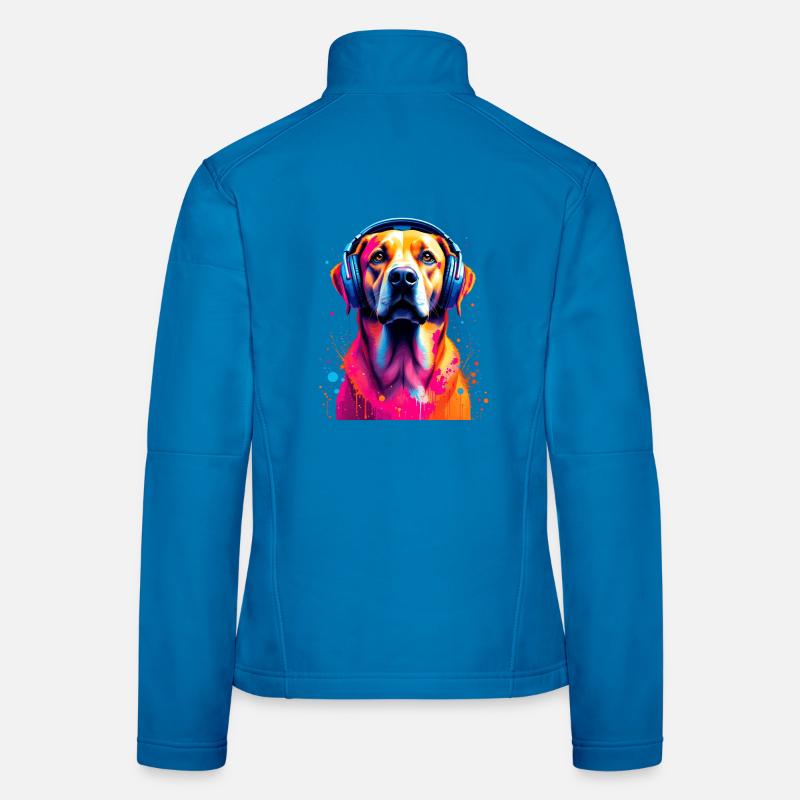 Labbi Labrador mit Kopfhörer Frauen Softshelljacke