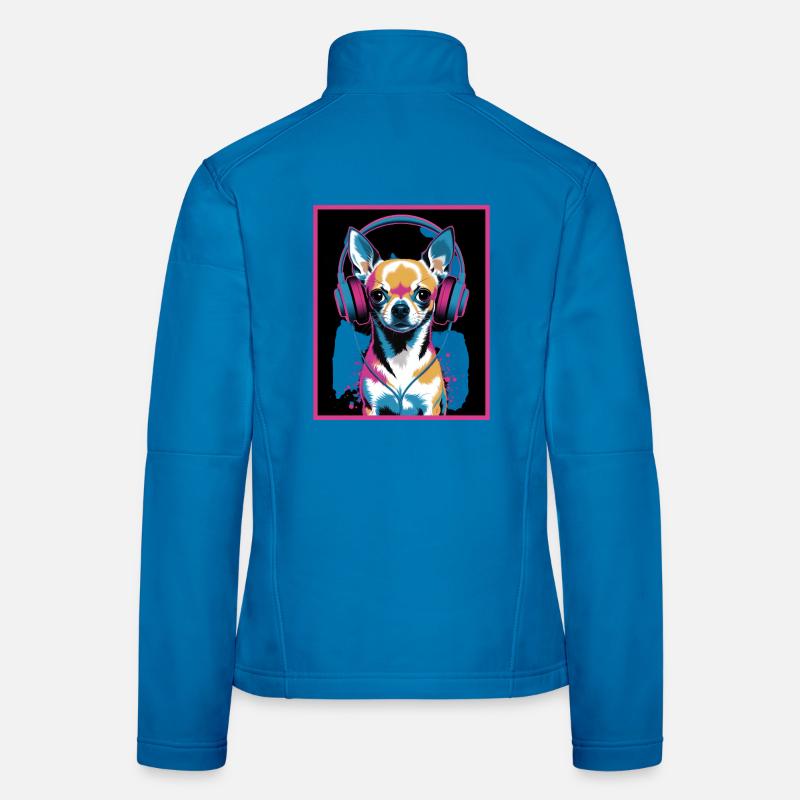 Chihuahua mit Kopfhörer Frauen Softshelljacke