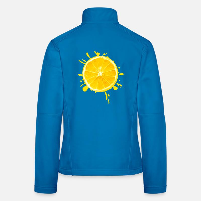 Jaune éclaboussure d’agrumes Veste en tissu softshell Femme