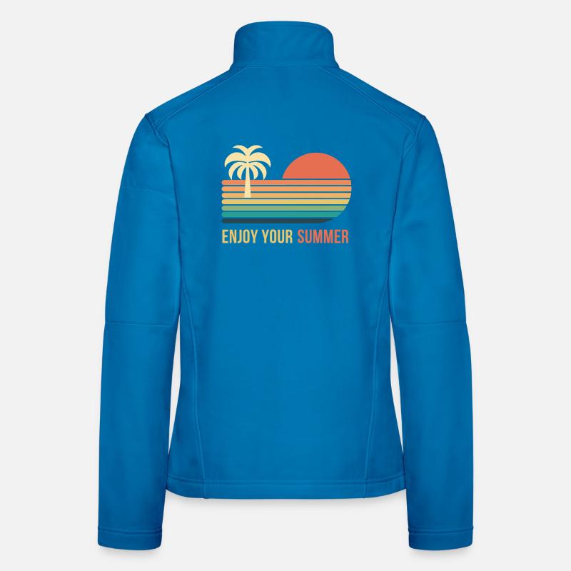 Coucher de soleil rétro palmier Veste en tissu softshell Femme