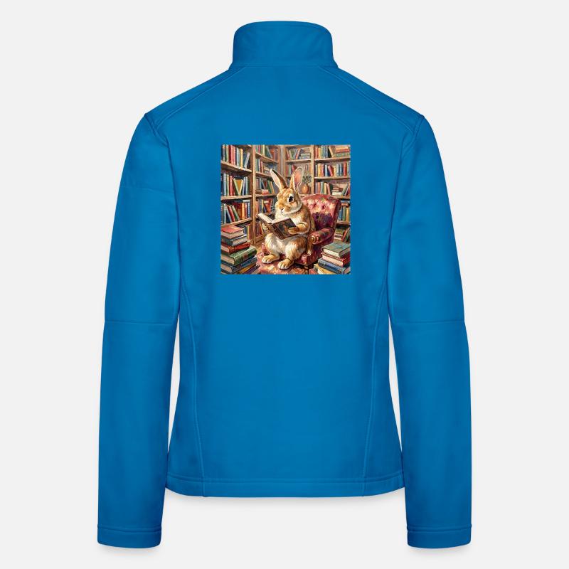 Portrait de lecture du lapin de bibliothèque Veste en tissu softshell Femme