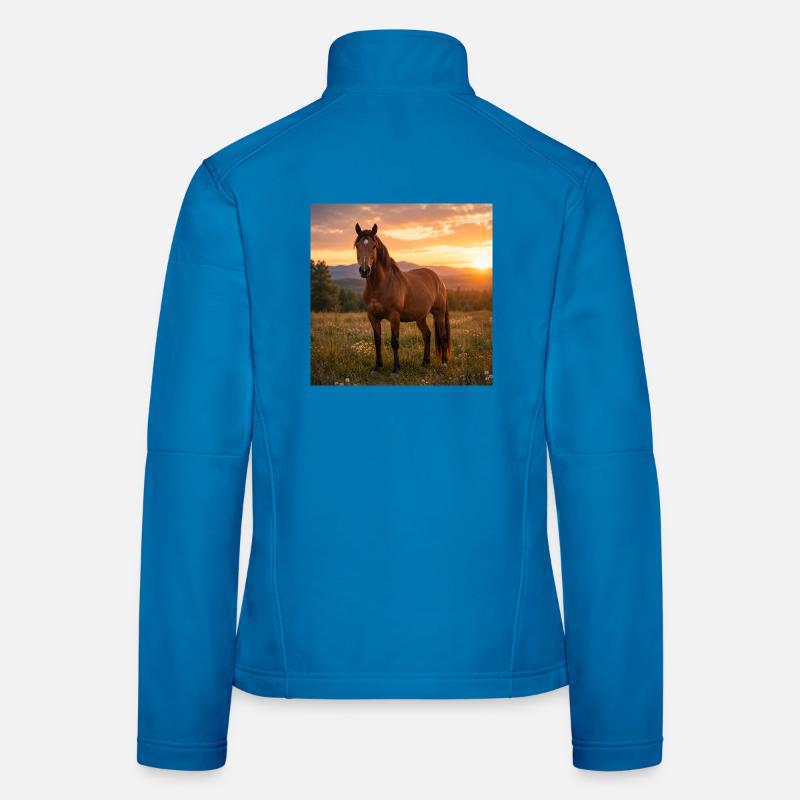 Cheval au coucher du soleil Veste en tissu softshell Femme