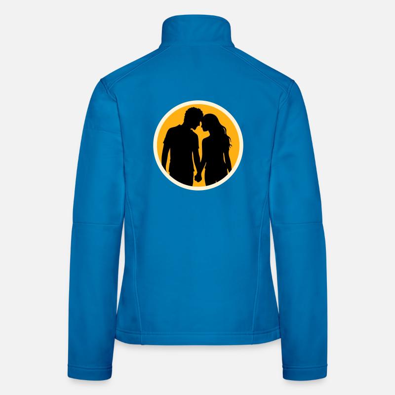 Couple Silhouette Amour Romance Petit ami de la Saint-Valentin Veste en tissu softshell Femme