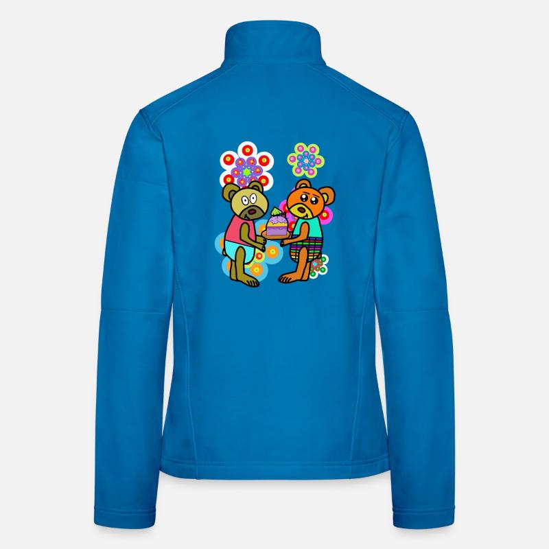 Retro Teddy Blumen Geburtstag Muttertag  Bär Frauen Softshelljacke