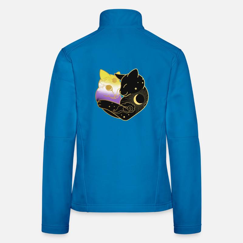 Nonbinary Cat Celestial Heart LGBT Pride Flag Women's Softshell Jacket