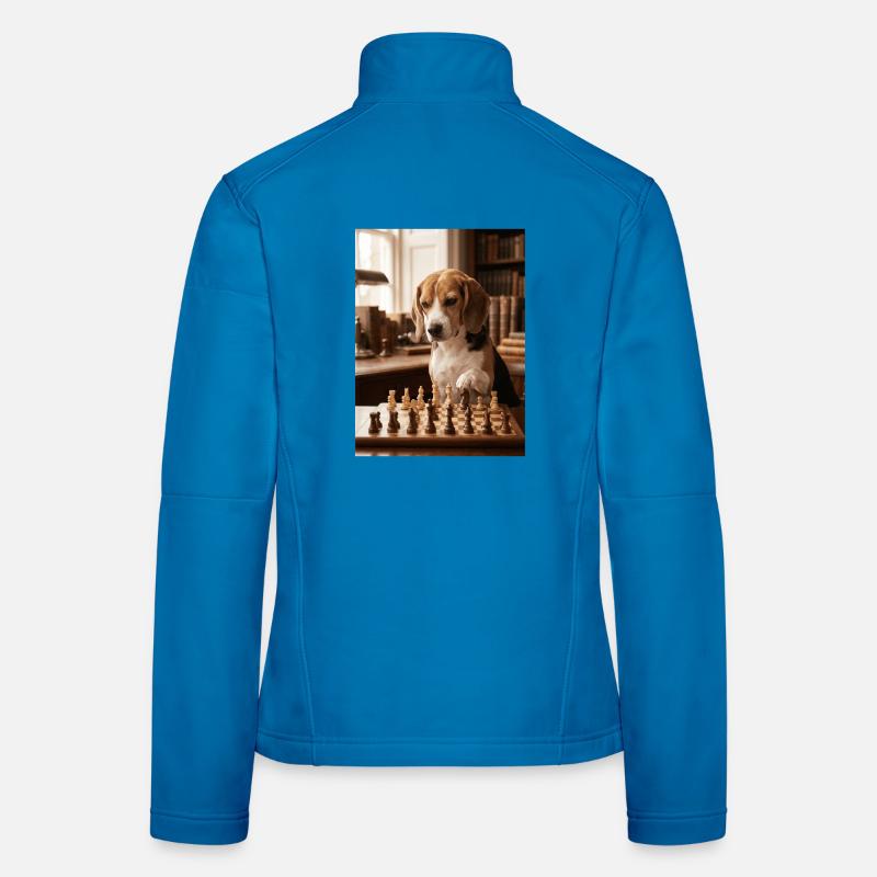 Beagle dog playing chess Women's Softshell Jacket