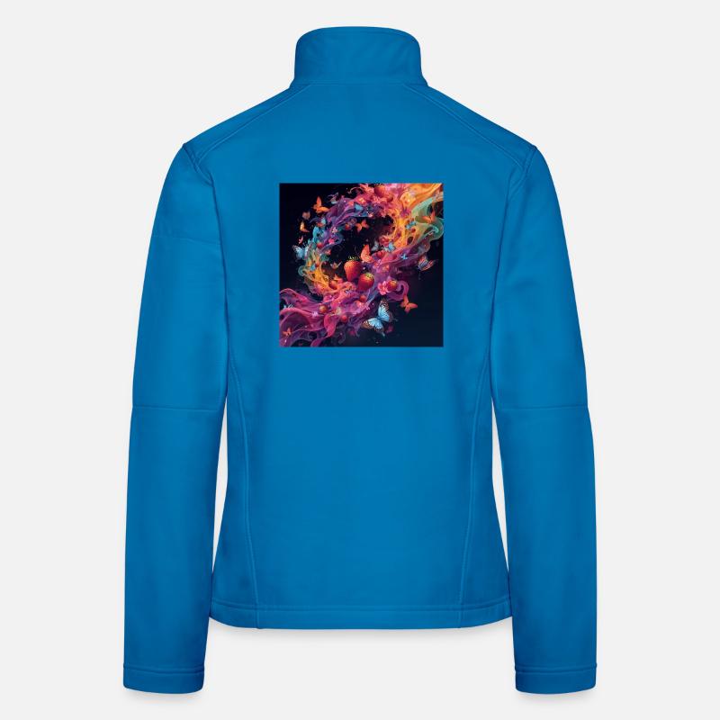 Bunte Beeren und Schmetterlinge Frauen Softshelljacke