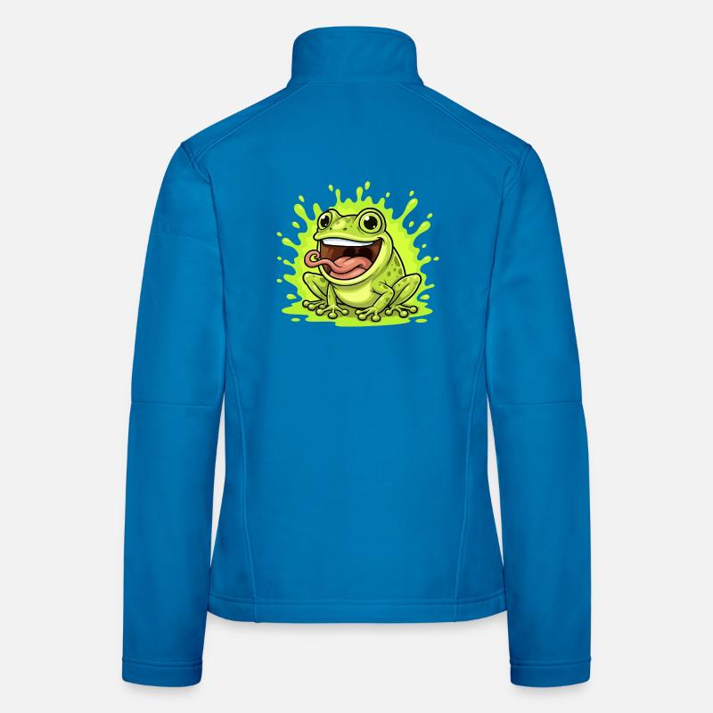 Lime Frog Splash Cartoon Women's Softshell Jacket