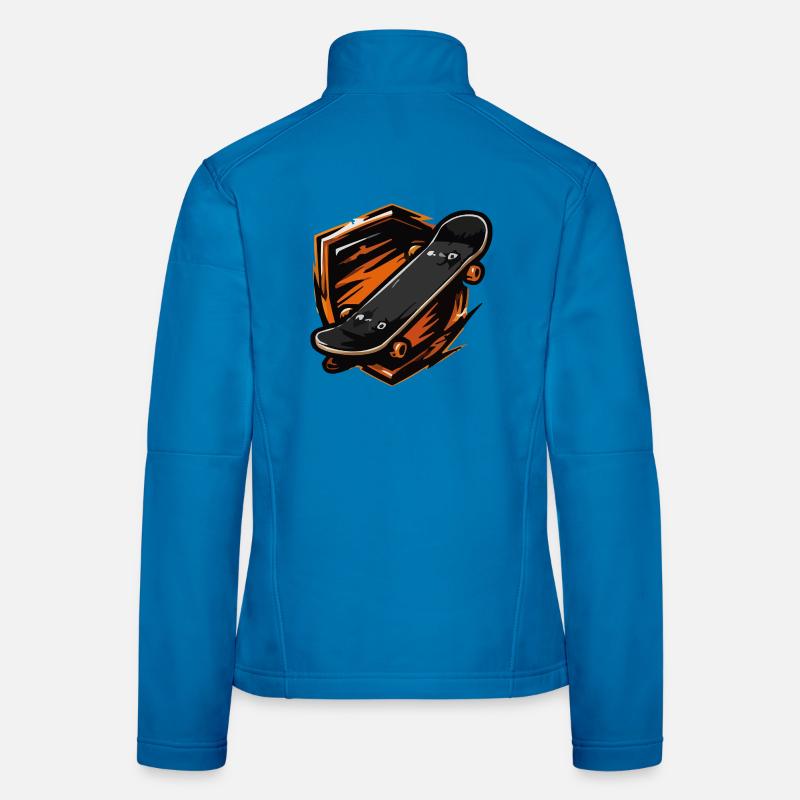 Flammendes Skateboard-Motiv Frauen Softshelljacke
