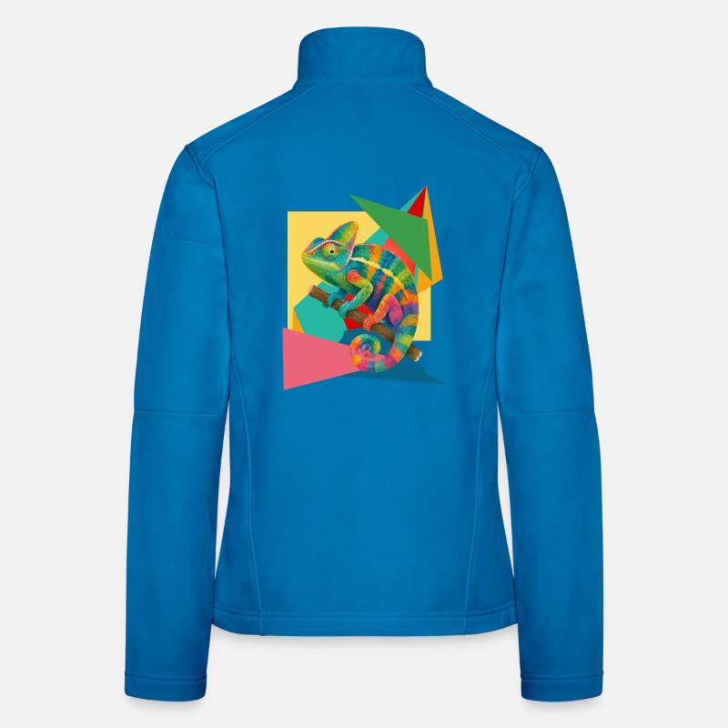 Buntes Chamäleon Geometrie Kunst  Frauen Softshelljacke