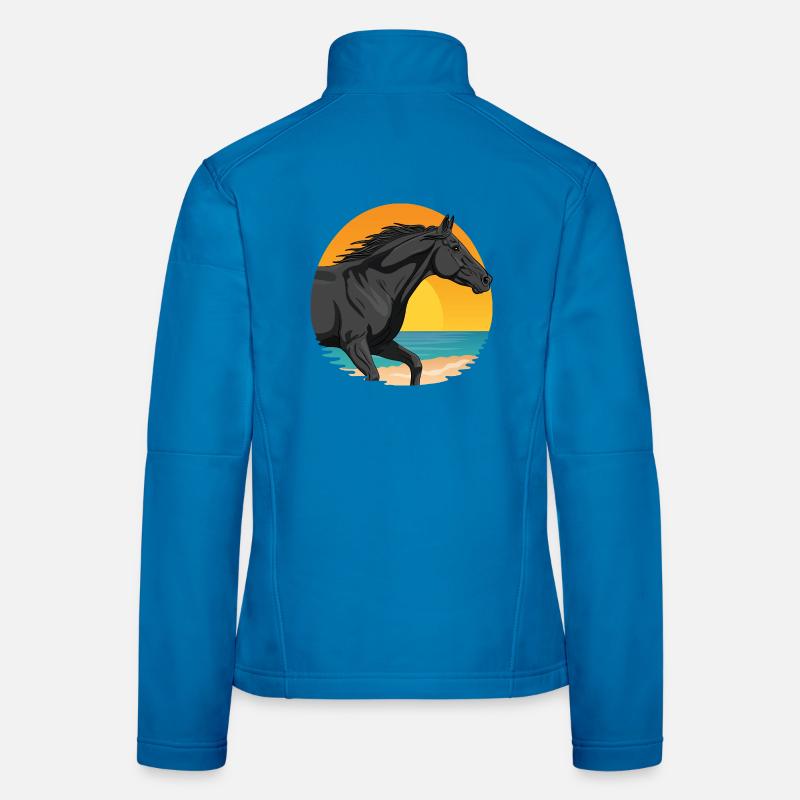 Un cheval Abaga au galop devant un soleil couchant Veste en tissu softshell Femme