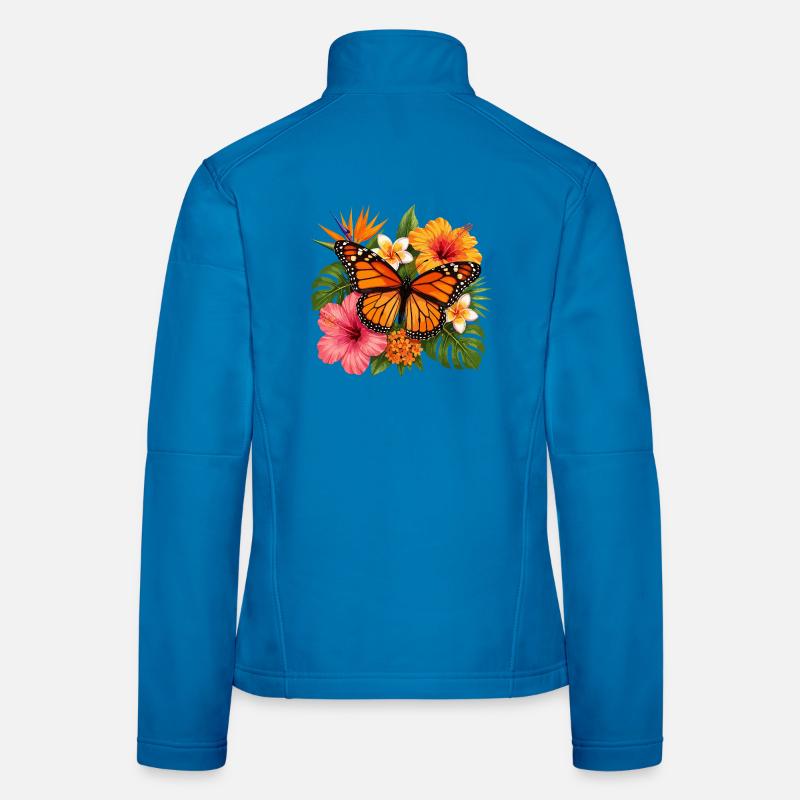 Fleur tropicale du papillon monarque Veste en tissu softshell Femme