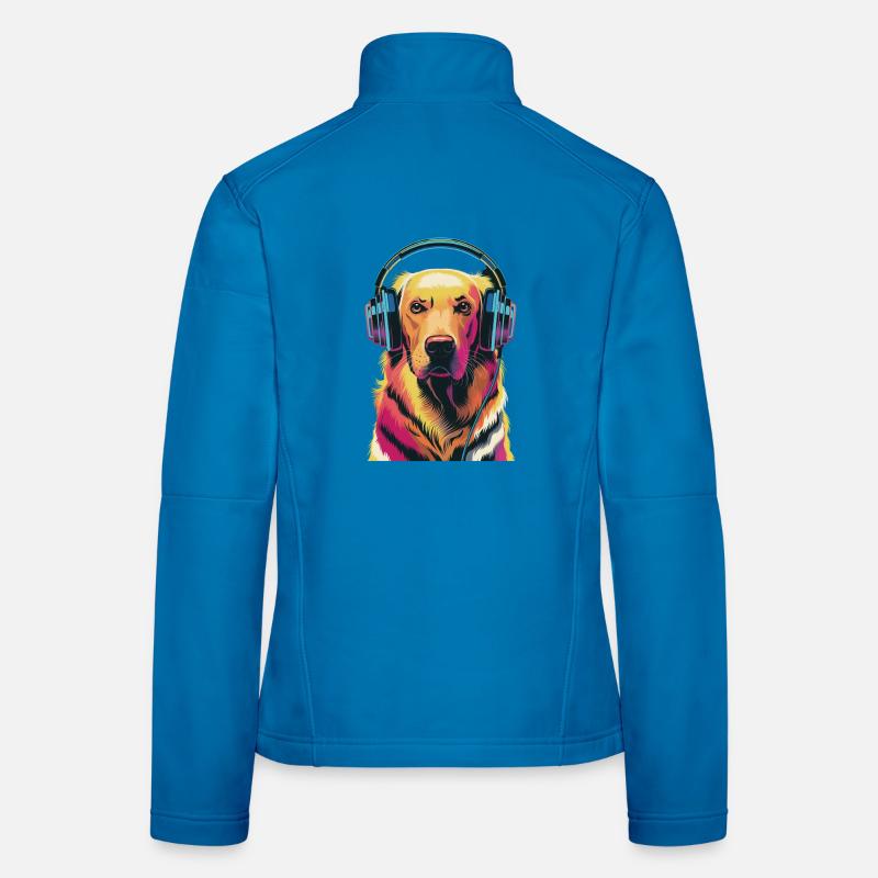Golden Retriever mit Kopfhörern Frauen Softshelljacke
