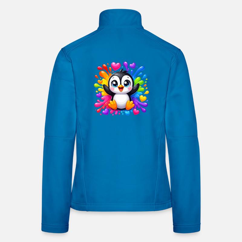Éclaboussure de cœurs couleur de pingouin Veste en tissu softshell Femme