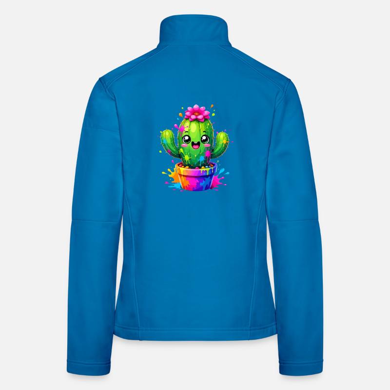 Cactus Joyeuses Fleurs Éclaboussurées Veste en tissu softshell Femme