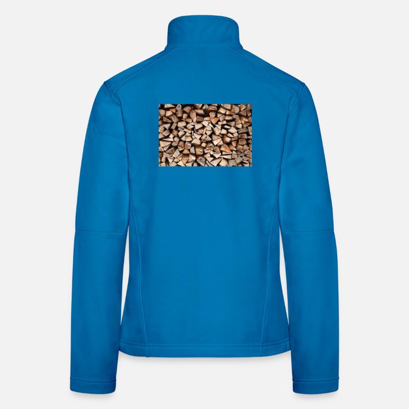 Affiche rustique de bois de chauffage en pile de bois Veste en tissu softshell Femme