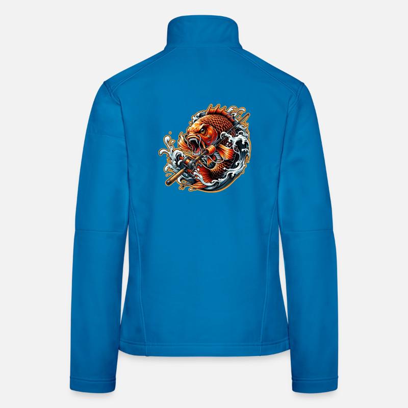Poisson avec canne à pêche Veste en tissu softshell Femme