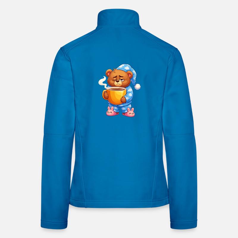 Ours endormi en pyjama avec du café Veste en tissu softshell Femme