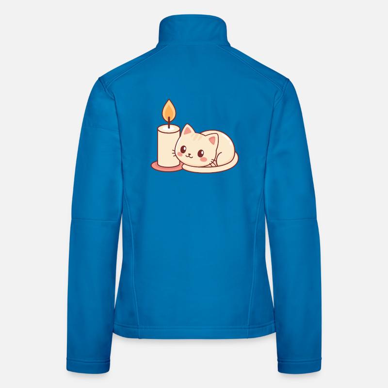 Chat mignon et bougie lumineuse Veste en tissu softshell Femme