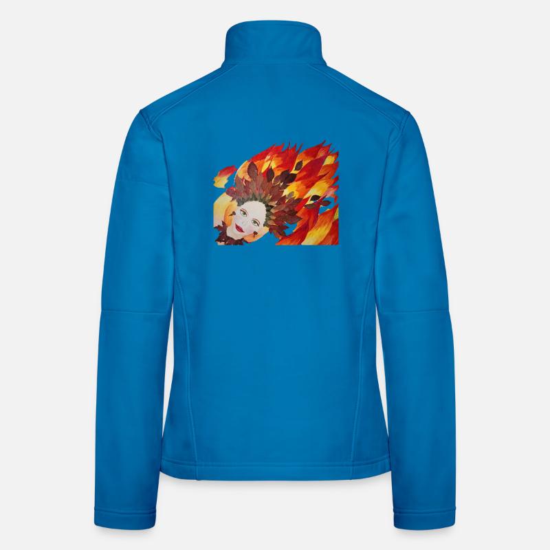 Autumn Fire Leaf Crown Face - Women's Softshell Jacket - light blue