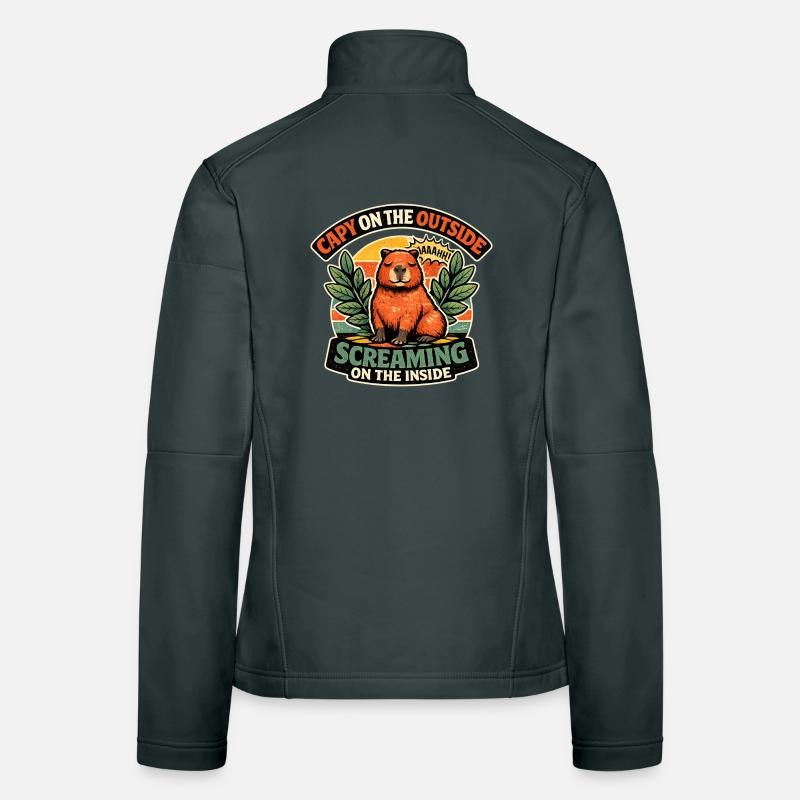 Capybara Outside Inside Screaming Women's Softshell Jacket