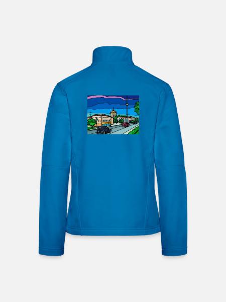 Retro City Straßenszene - Frauen Softshelljacke - Lichtblau - Hinten