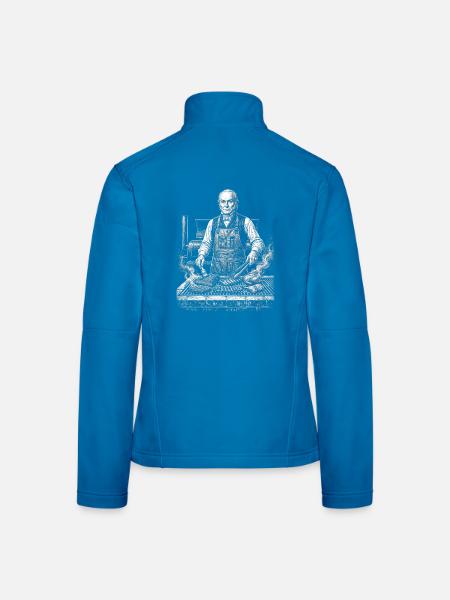 John Quincy Adams beim BBQ Grillen - Frauen Softshelljacke - Lichtblau - Hinten