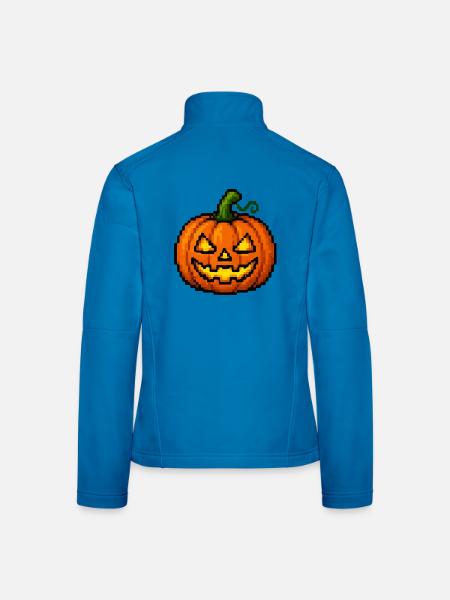 Pixel Halloween Kürbisgesicht - Frauen Softshelljacke - Lichtblau