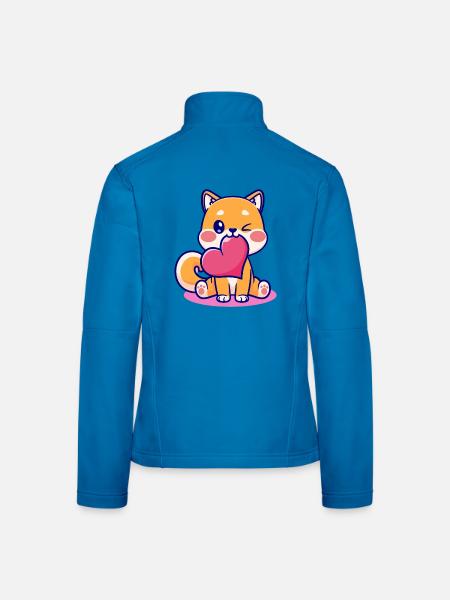 Süßer Fuchs mit Herz-Emblem - Frauen Softshelljacke - Lichtblau