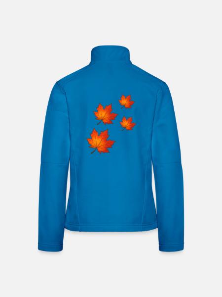 Feuer-Ahorn Herbstlaub Motiv - Frauen Softshelljacke - Lichtblau - Hinten
