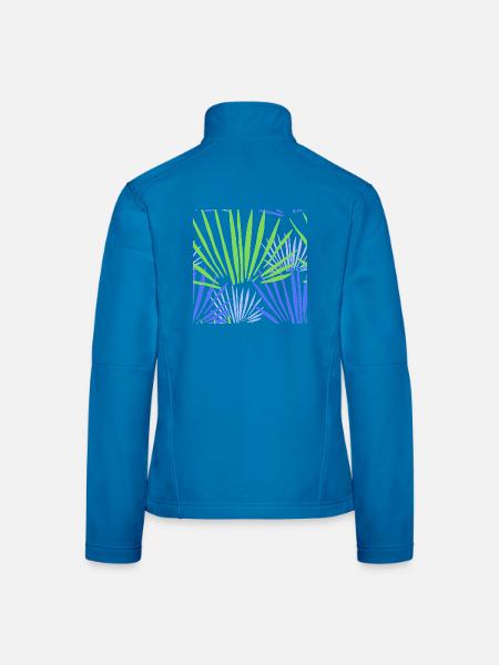 Tropisches Palmen Kontrast Muster - Frauen Softshelljacke - Lichtblau