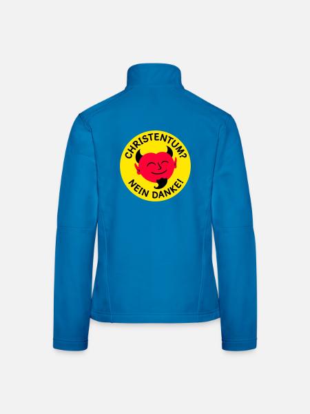 Teufel - Christentum? Nein Danke! (Farben änderbar - Frauen Softshelljacke - Lichtblau - Hinten