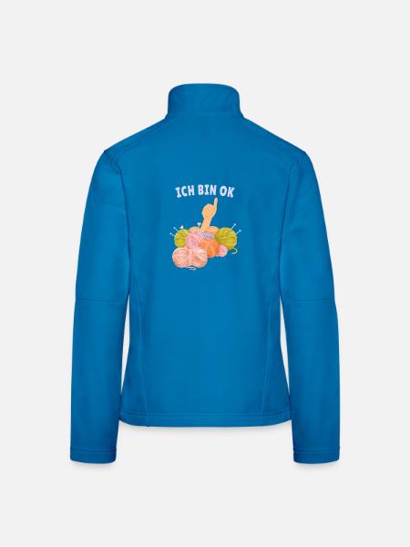 Ich bin OK – Bunte Wolle, gute Laune - Frauen Softshelljacke - Lichtblau