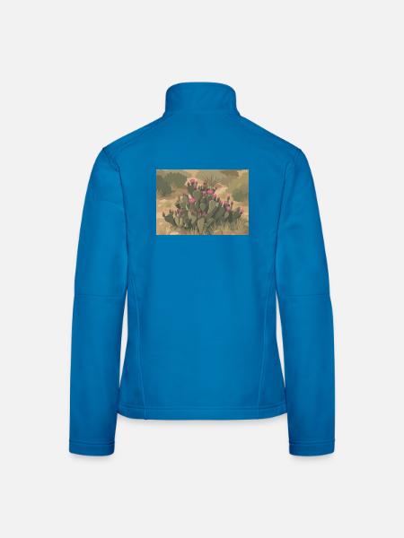 Blühender Feigenkaktus in Wüstenlandschaft  - Frauen Softshelljacke - Lichtblau - Hinten