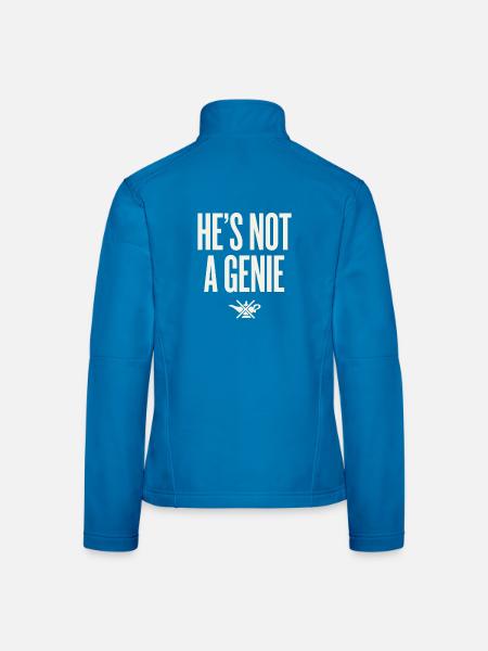 Er ist kein Genie – kühne Typografie - Frauen Softshelljacke - Lichtblau - Hinten