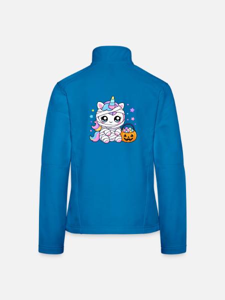Einhorn-Mumie und Kürbis-Kawaii - Frauen Softshelljacke - Lichtblau - Hinten