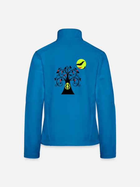 Baum mit Eule Halloween - Frauen Softshelljacke - Lichtblau - Hinten