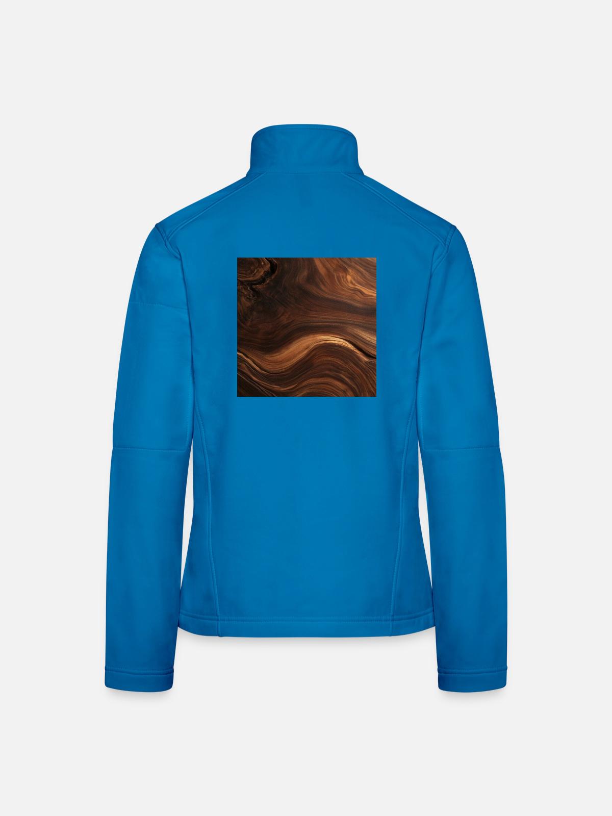 Dunkles Walnussholz mit fließenden Adern - Frauen Softshelljacke - Lichtblau - Hinten