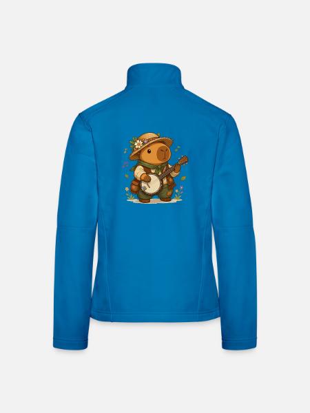 Cottagecore Capybara Banjo Volksmusik Nutztier - Frauen Softshelljacke - Lichtblau - Hinten