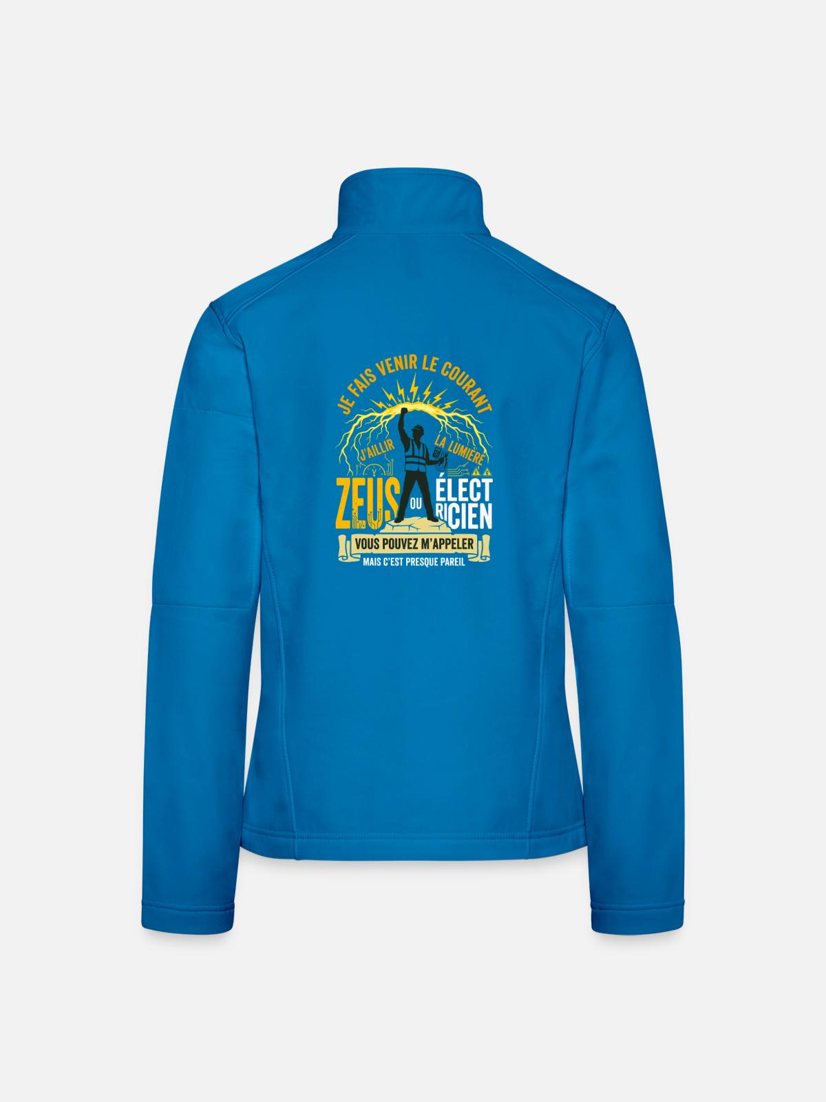 Zeus- oder Elektriker-Humorjob - Frauen Softshelljacke - Lichtblau - Hinten