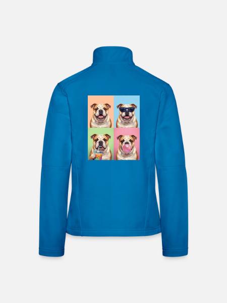 Hunde Bulldog Hund - Frauen Softshelljacke - Lichtblau - Hinten