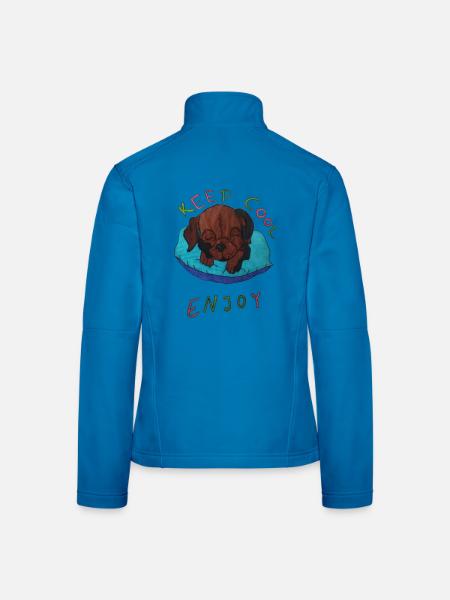 Schlafender Hund auf Kissen - Frauen Softshelljacke - Lichtblau