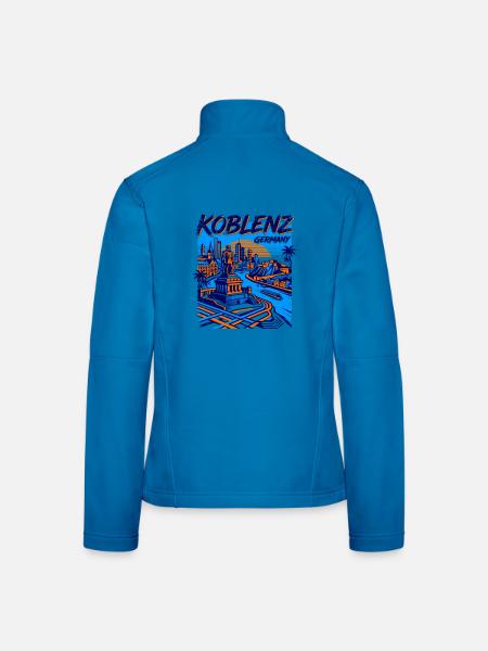 City Koblenz Germany Skyline River Sunset Art - Frauen Softshelljacke - Lichtblau - Hinten